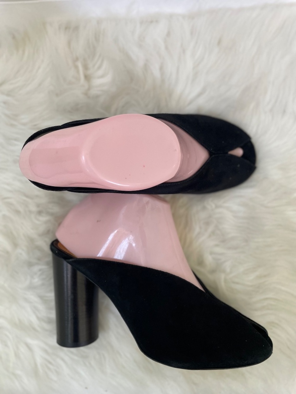 Isabel Marant Womens Black Suede Peep Toe Slip-On Block Mule Heels Size 39 EUR